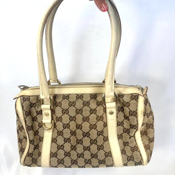 Authentic White Gucci Monogram Boston Bag - Picture 1 of 4